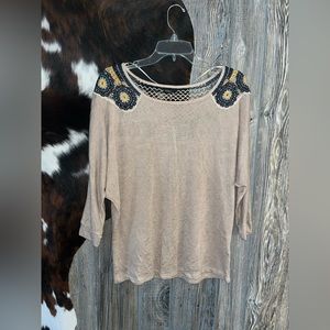 Wallpapher size small crocheted back detail Boho style colors made in USA